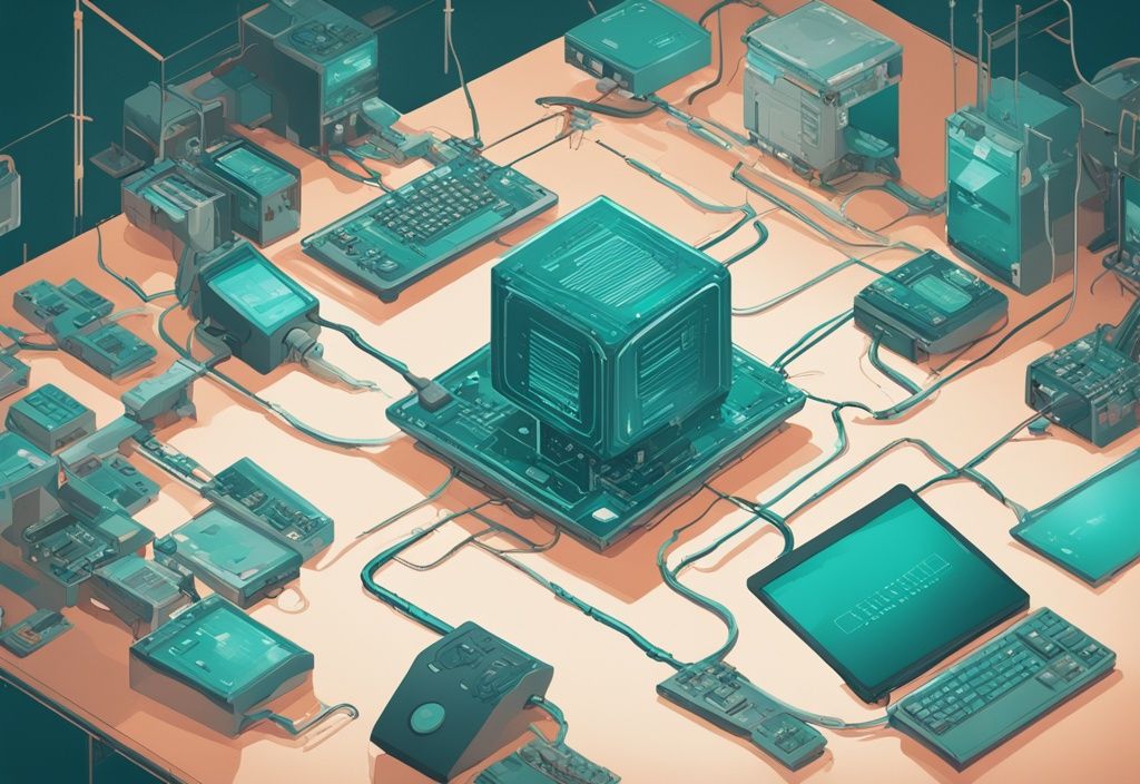 Moderne digitale Illustration eines Ethernet-Frames in Teal, die Preamble, Frame Delimiter, MAC Destination, MAC Source, Payload und CRC Checksum detailliert zeigt.