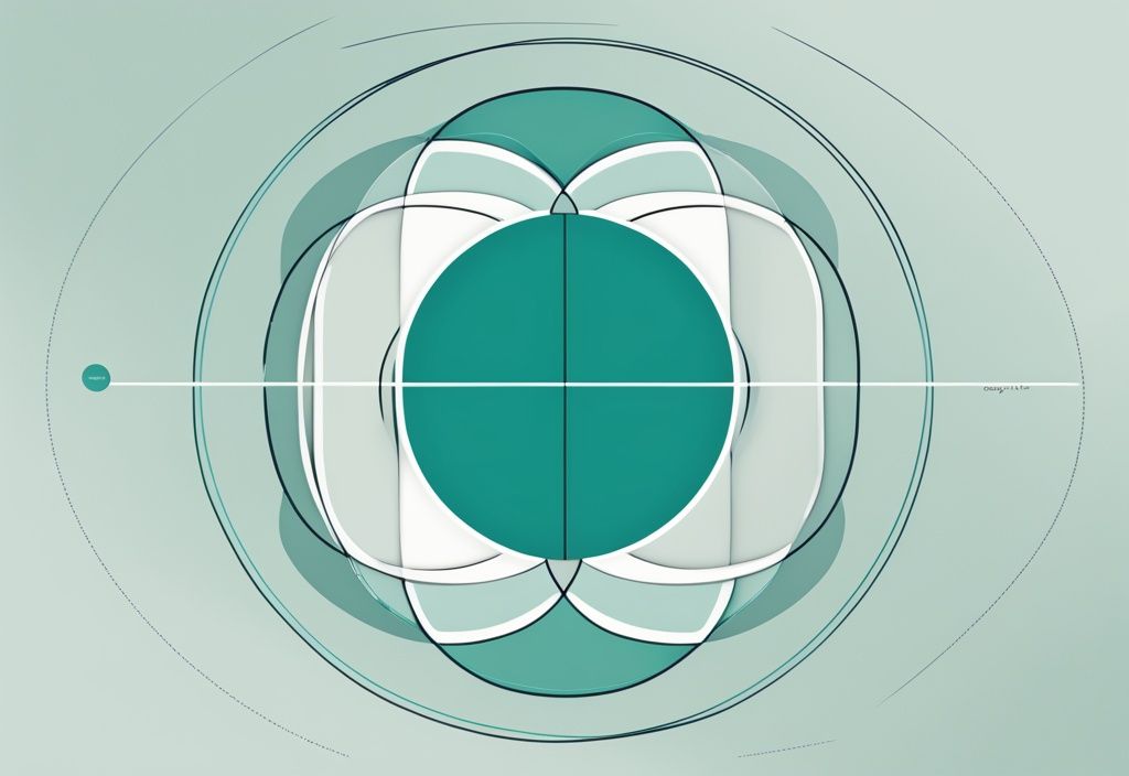 Moderne digitale Malerei, Venn-Diagramm mit zwei überlappenden Kreisen in Teal, Schnittfläche als "Exklusives ODER" gekennzeichnet