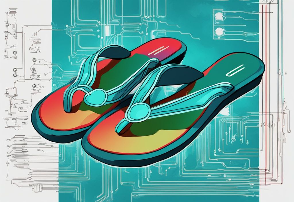 Moderne digitale Malerei mit JK-Flip-Flop-Schaltplan auf blauem Hintergrund, Hauptfarbe Teal