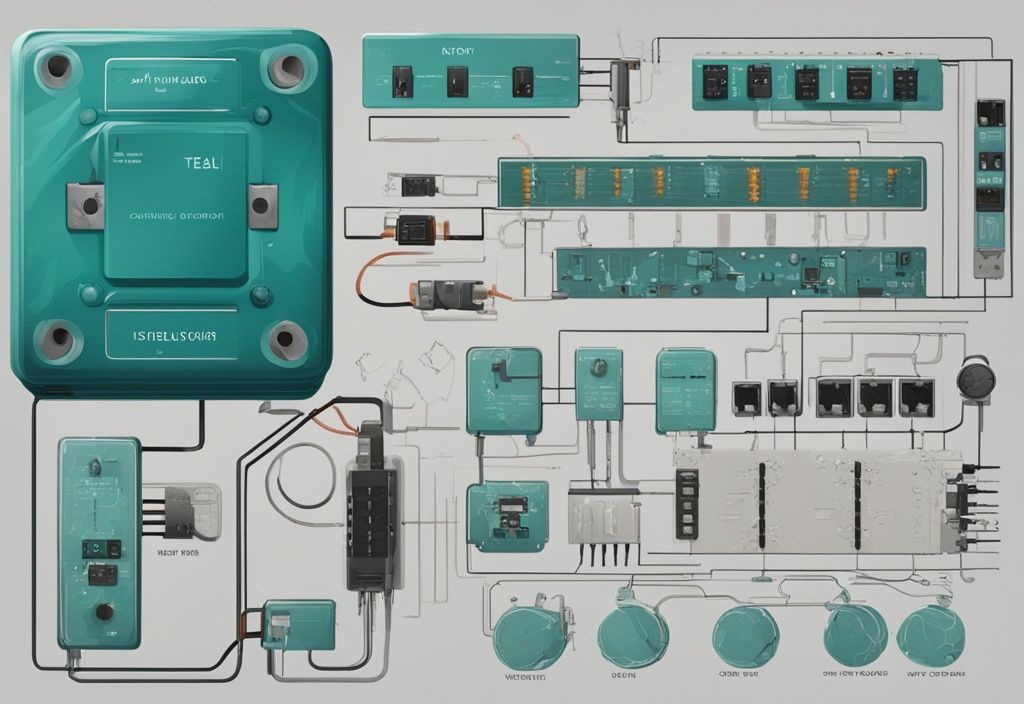 Moderne digitale Illustration in Türkis, die die Varistor Funktion zur Spannungsbegrenzung und -steuerung erklärt.