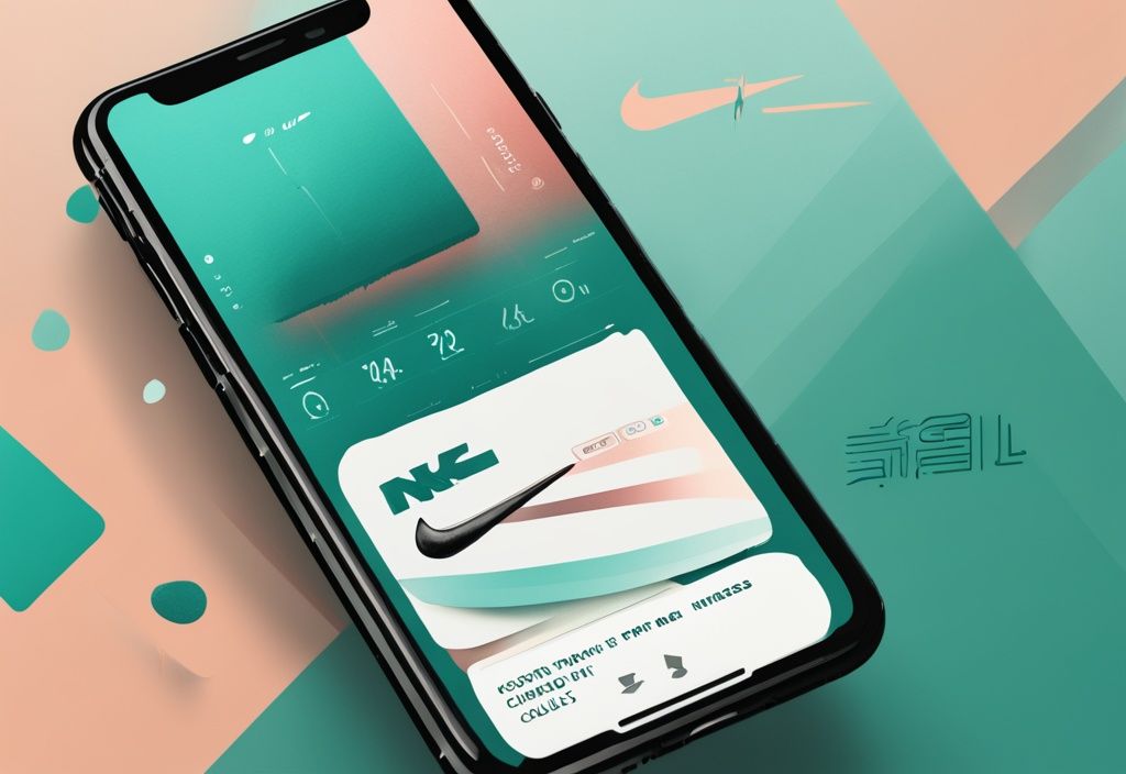 Moderne digitale Illustration in Türkis: Smartphone mit Logo und Fitnessplänen der Nike Training Club (NTC) App