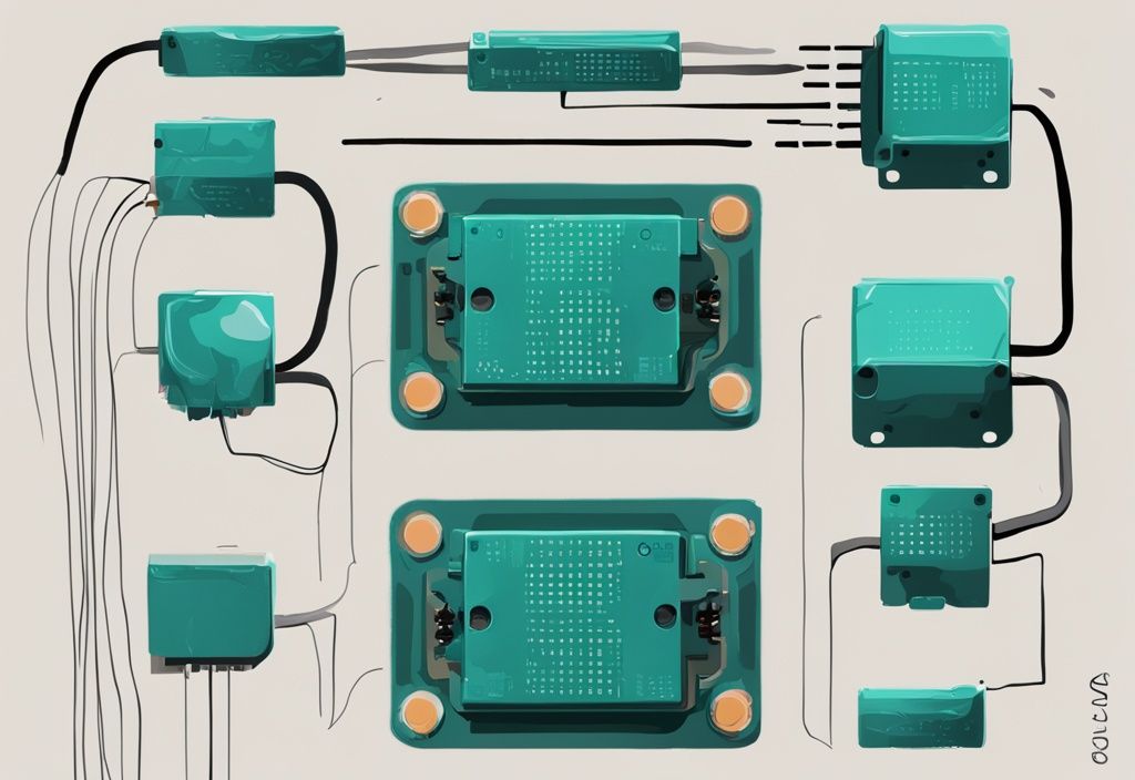 Nahaufnahme eines modernen digitalen Gemäldes eines PNP-Transistors in Teal-Farben mit Beschriftungen für Emitter, Basis und Kollektor.